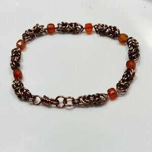 Carnelian Byzantine enameled copper bracelet